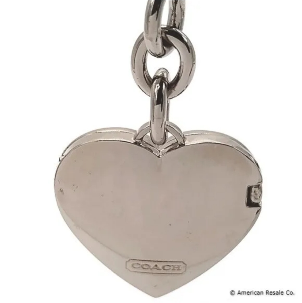 COACH Vintage Rare Red Silver Heart Locket Purse Charm #1657 - Picture 6 of 6